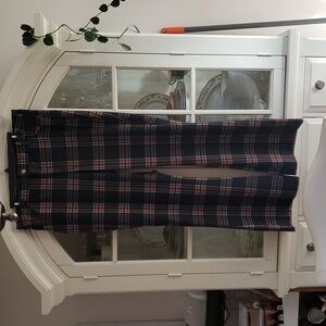 70's Style Orange And Black Plaid Flare Pant.